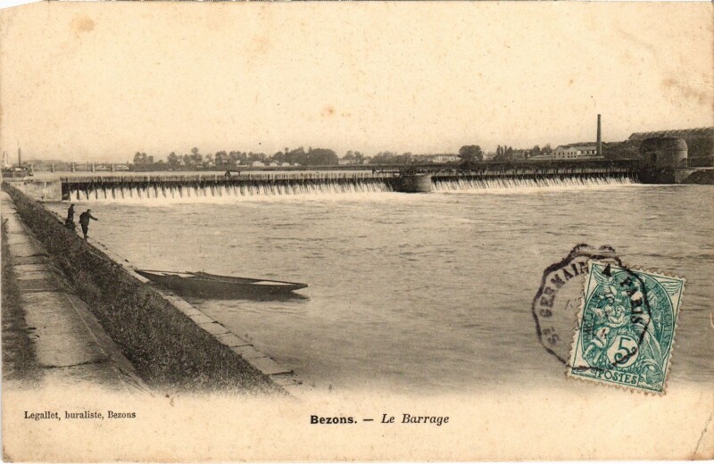 Carte postale ancienne Bezons Le Barrage France à Bezons
