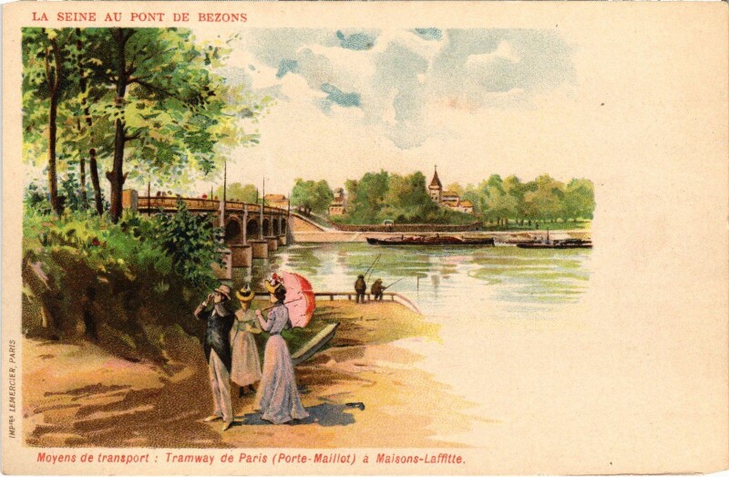 Carte postale ancienne Bezons La Seine au Pont France à Bezons