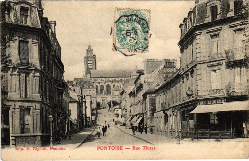 Carte postale ancienne Pontoise Rue Thiers France à Pontoise