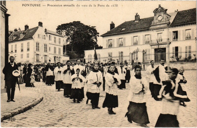 Carte postale ancienne Pontoise Procession annuelle du voeu de la Peste France à Pontoise
