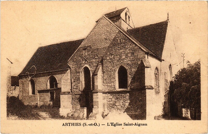 Carte postale ancienne Arthies L'Eglise Saint-Aignan France à Arthies