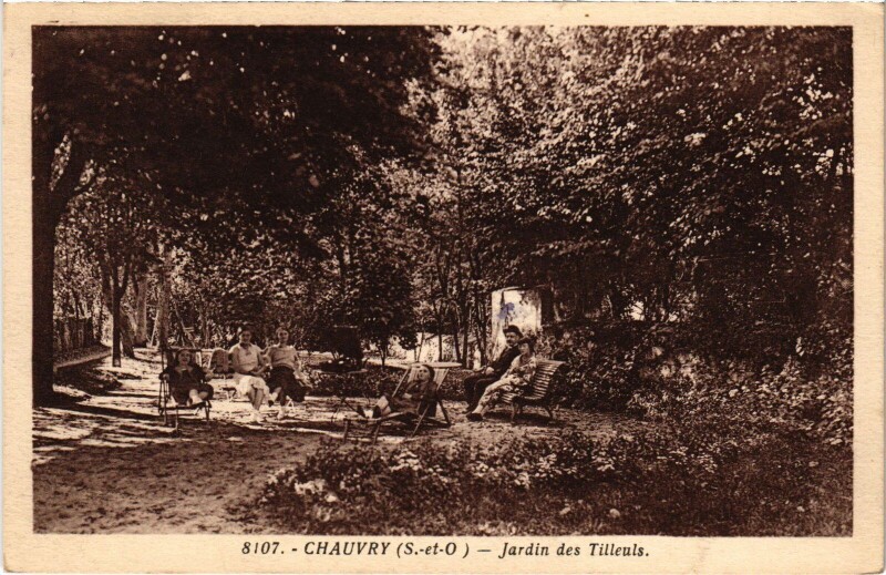 Carte postale ancienne Chauvry Jardin des Tilleuls France à Chauvry