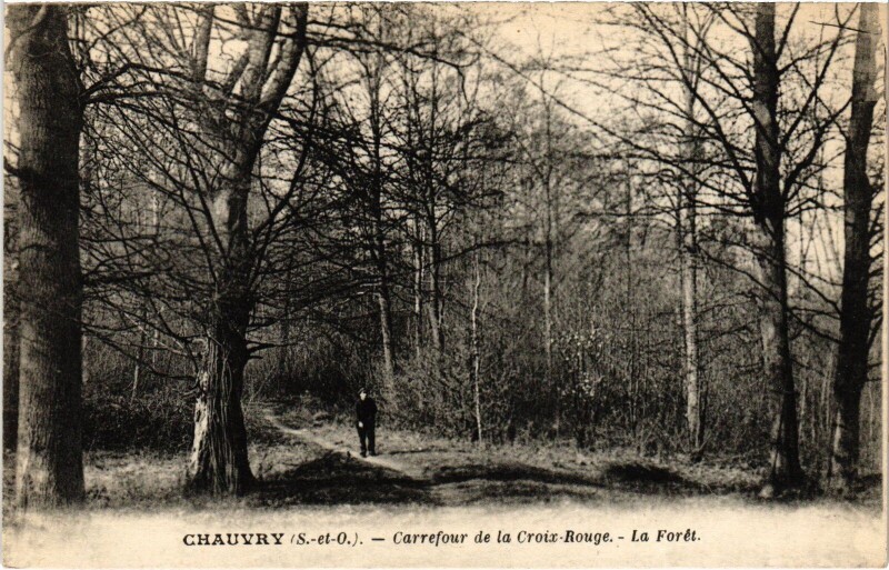 Carte postale ancienne Chauvry Carrefour de la Croix-Rouge France à Chauvry