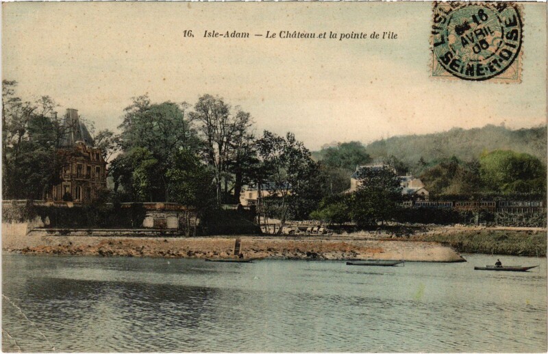 Carte postale ancienne L'Isle Adam Le Chateau et la pointe de l'Ile France à L'Isle-Adam