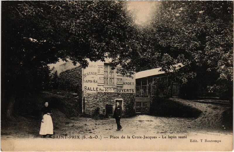 Carte postale ancienne Saint-Prix Place de la Croix-Jacques France à Saint-Prix