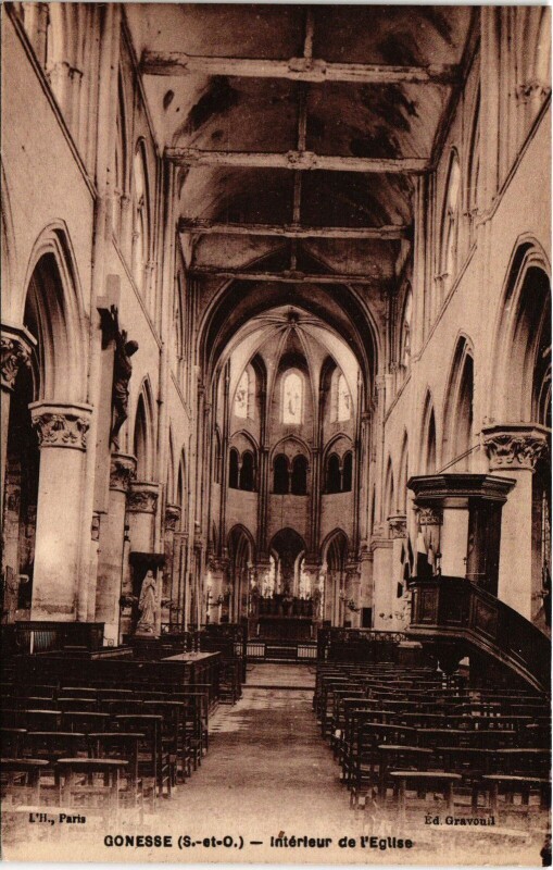 Carte postale ancienne Gonesse Interieur de l'Eglise France à Gonesse