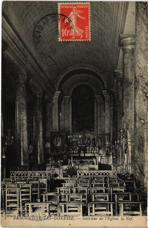 Carte postale ancienne Arnouville les Gonesse Interieur de l'Eglise France à Arnouville