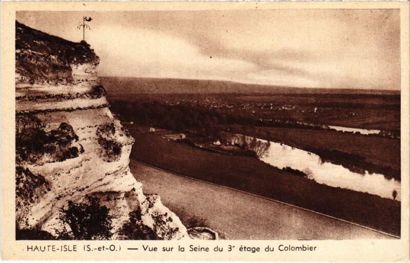 Carte postale ancienne Haute-Isle Vue sur la Seine France à Haute-Isle