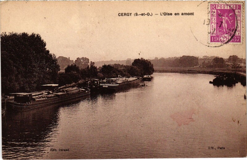Carte postale ancienne Cergy L'Oise en amont France à Cergy
