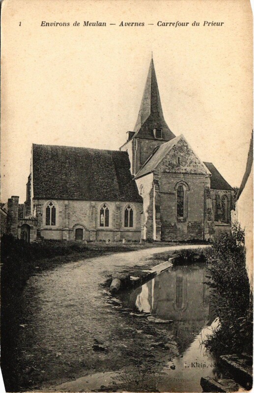 Carte postale ancienne Avernes Carrefour du Prieur France à Avernes