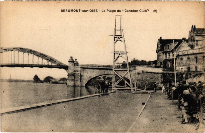 Carte postale ancienne Beaumont s Oise La Plage du Caneton Club France