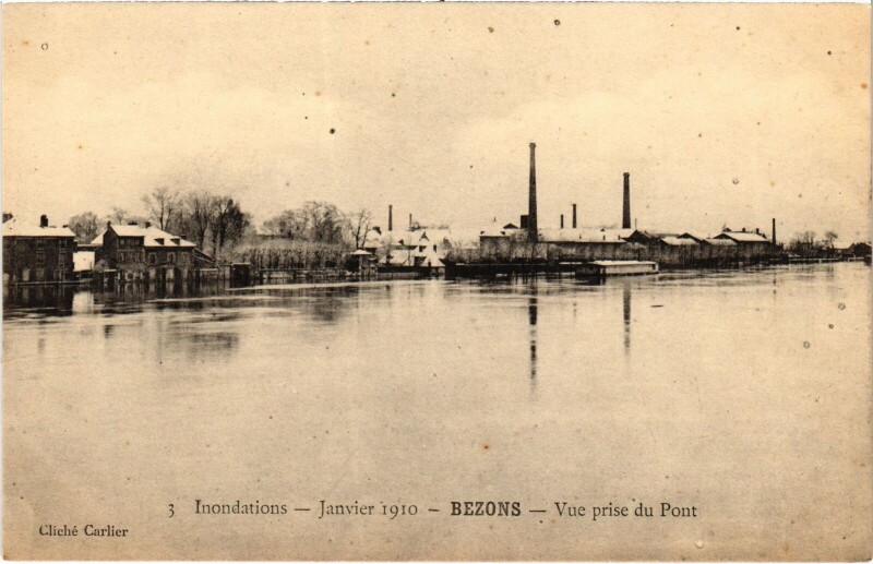 Carte postale ancienne Bezons Vue prise du Pont France à Bezons