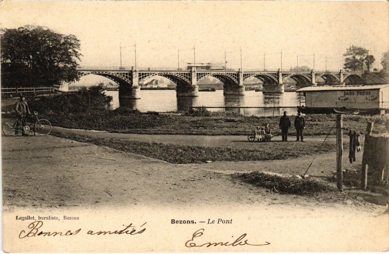 Carte postale ancienne Bezons Le Pont France à Bezons