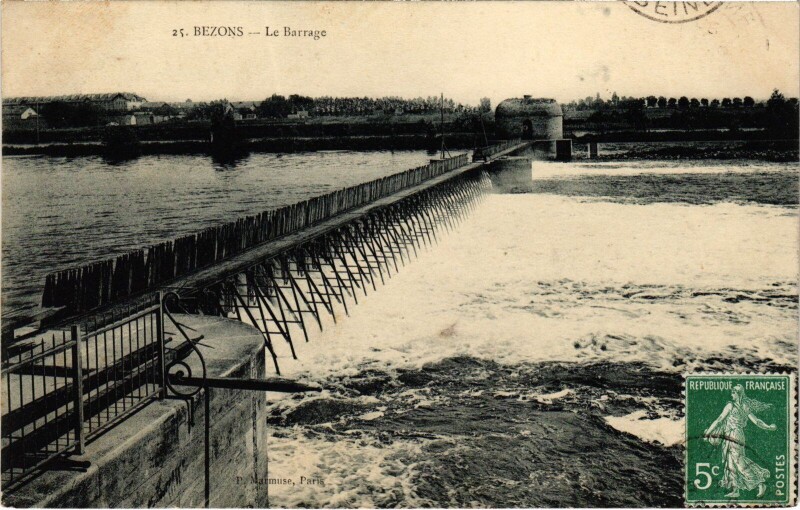 Carte postale ancienne Bezons Le Barrage France à Bezons