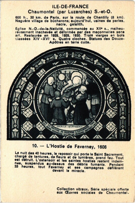 Carte postale ancienne Chaumontel L'Hostie de Faverney France à Chaumontel