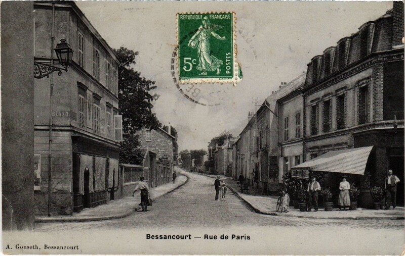 Carte postale ancienne Bessancourt Rue de Paris France à Bessancourt