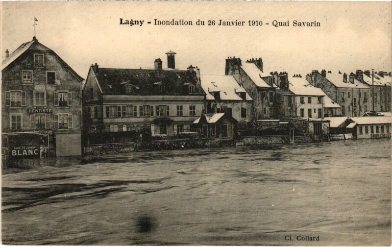 Carte postale ancienne Lagny Inondations uai Savarin