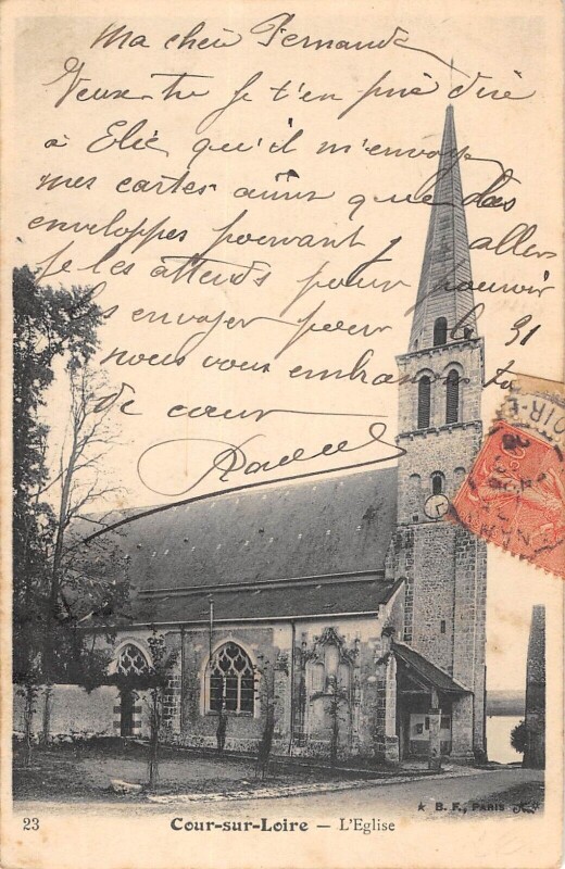 Carte postale ancienne Cours Sur Loire Eglise
