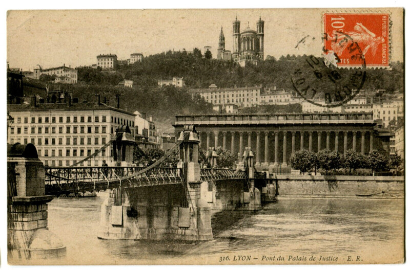Carte postale ancienne Rhône Lyon Pont du Palais de Justice