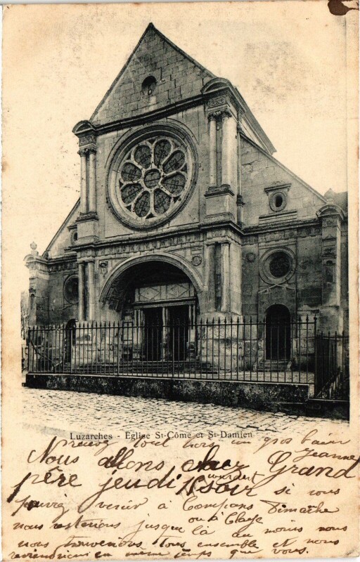 Carte postale ancienne Luzarches Eglise St.Come et St.Damien France à Luzarches