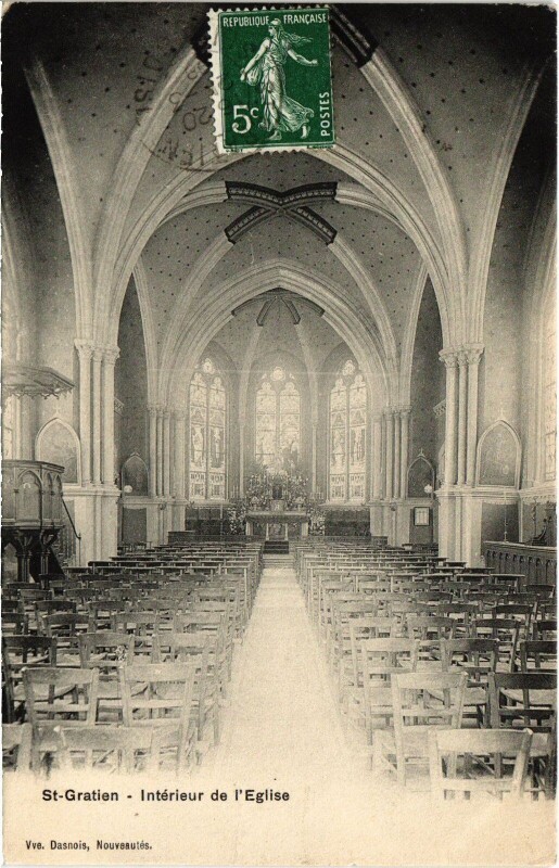 Carte postale ancienne Saint-Gratien Interieur de l'Eglise France à Saint-Gratien