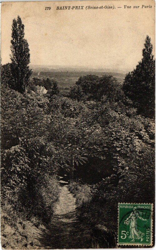 Carte postale ancienne Saint-Prix Vue sur Paris France à Saint-Prix