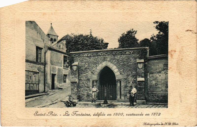Carte postale ancienne Saint-Prix La Fontaine, edifiee en 1300 France à Saint-Prix
