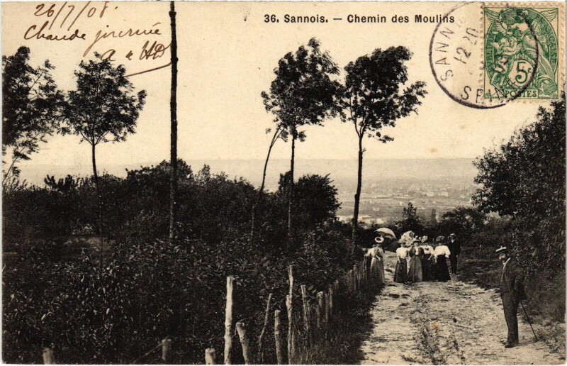Carte postale ancienne Sannois Chemin des Moulins France à Sannois