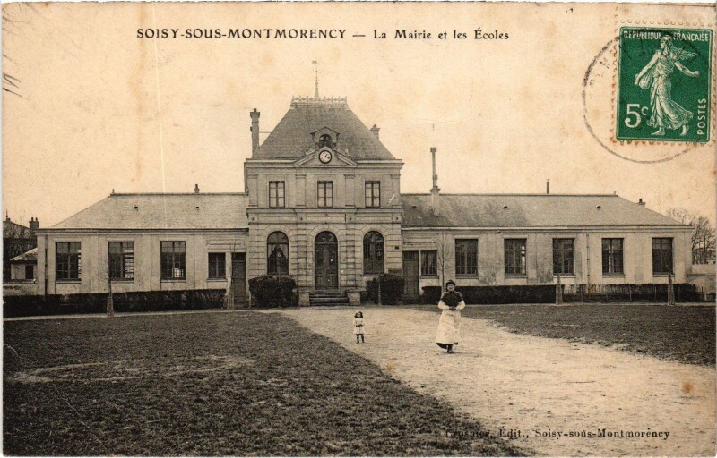 Carte postale ancienne Montmorency La Mairie et les Ecoles France à Montmorency
