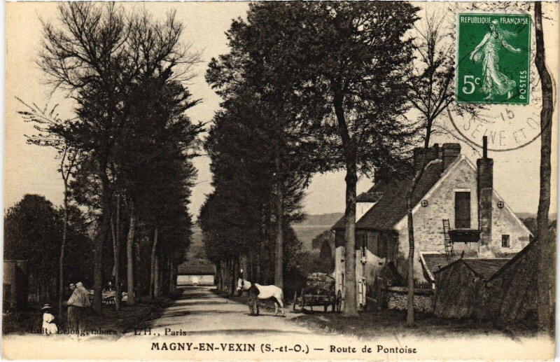 Carte postale ancienne Magny en Vexin Route de Pontoise France à Magny-en-Vexin