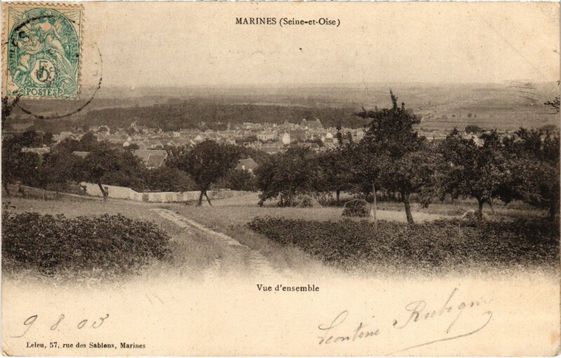 Carte postale ancienne Marines Vue d'ensemble France à Marines