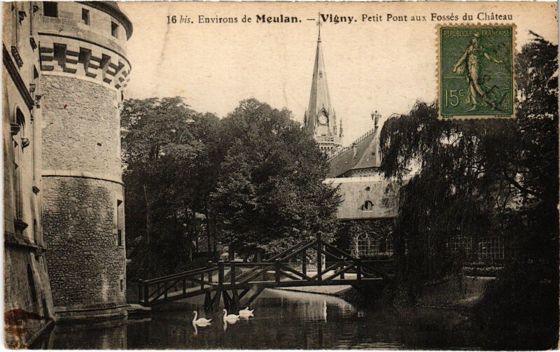 Carte postale ancienne Vigny Petit Pont aux Fosses du Chateau France à Fosses