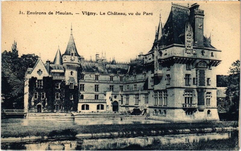 Carte postale ancienne Vigny Le Chateau, vu du Parc France à Vigny