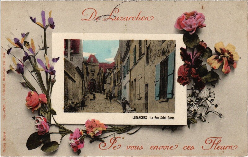 Carte postale ancienne Luzarches Je vous envoie ces Fleurs France à Luzarches