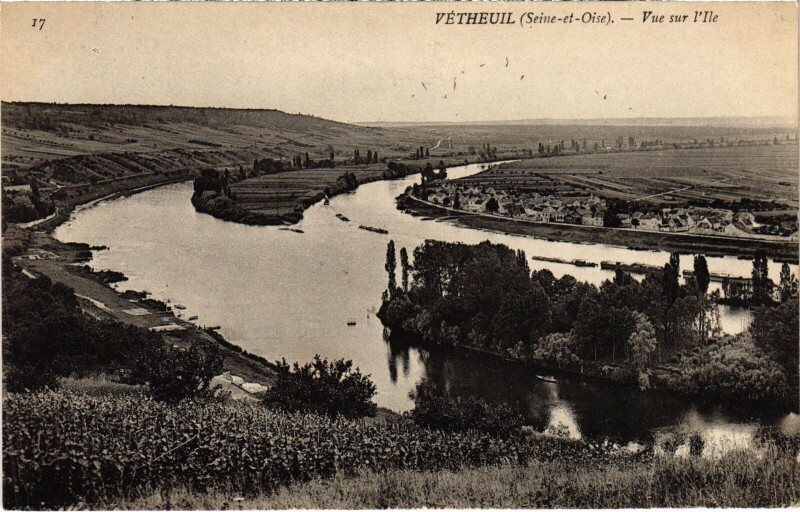 Carte postale ancienne Vetheuil Vue sur l'Ile France
