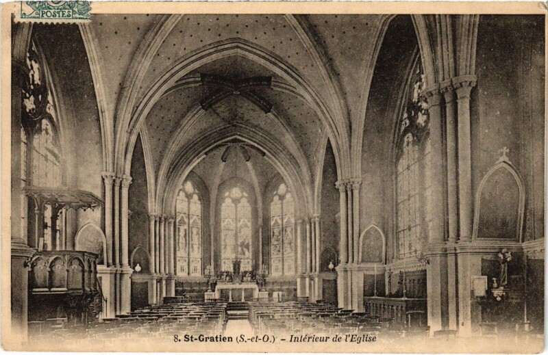Carte postale ancienne Saint-Gratien Interieur de l'Eglise France à Saint-Gratien