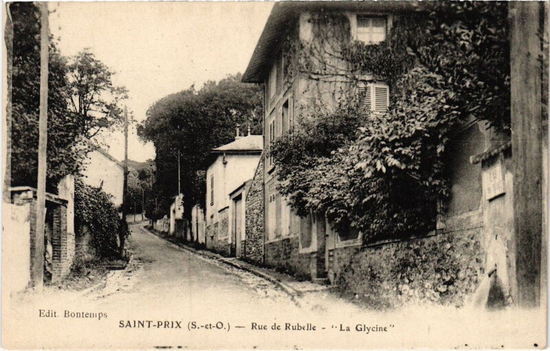 Carte postale ancienne Saint-Prix Rue de Rubelle, La Glycine France à Saint-Prix