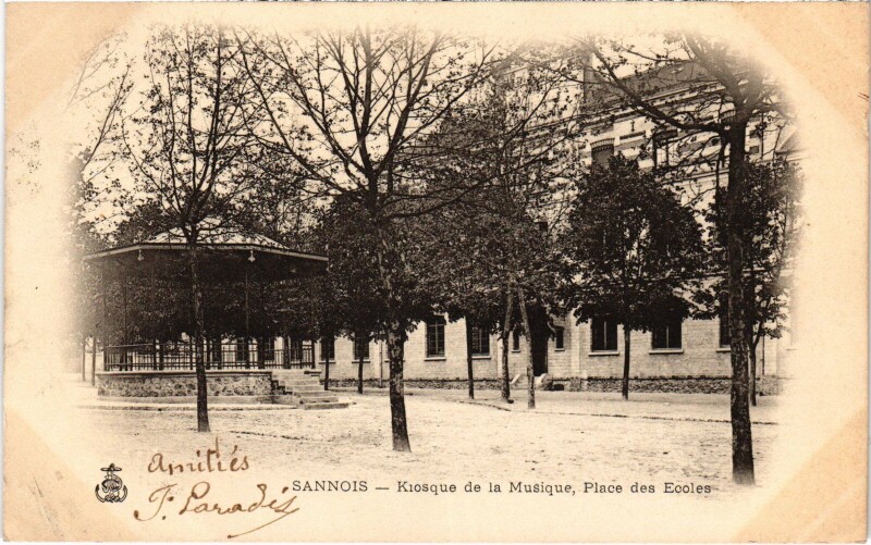 Carte postale ancienne Sannois Kiosque de la Musique,Place des Ecoles France à Sannois