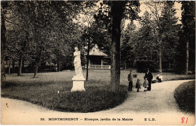 Carte postale ancienne Montmorency Kiosque, jardin de la Mairie France à Montmorency
