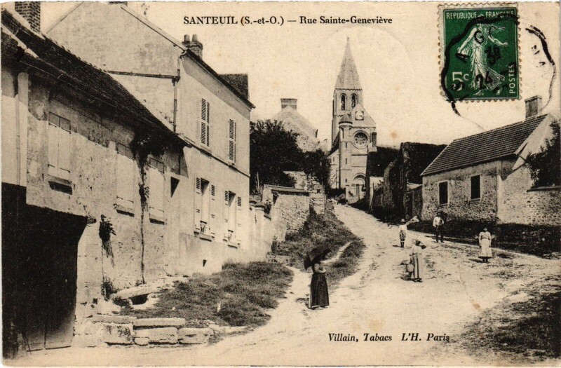 Carte postale ancienne Santeuil Rue Sainte-Genevieve France à Santeuil