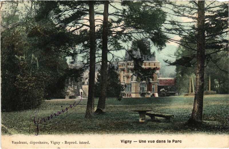 Carte postale ancienne Vigny Une vue dans le Parc France à Vigny