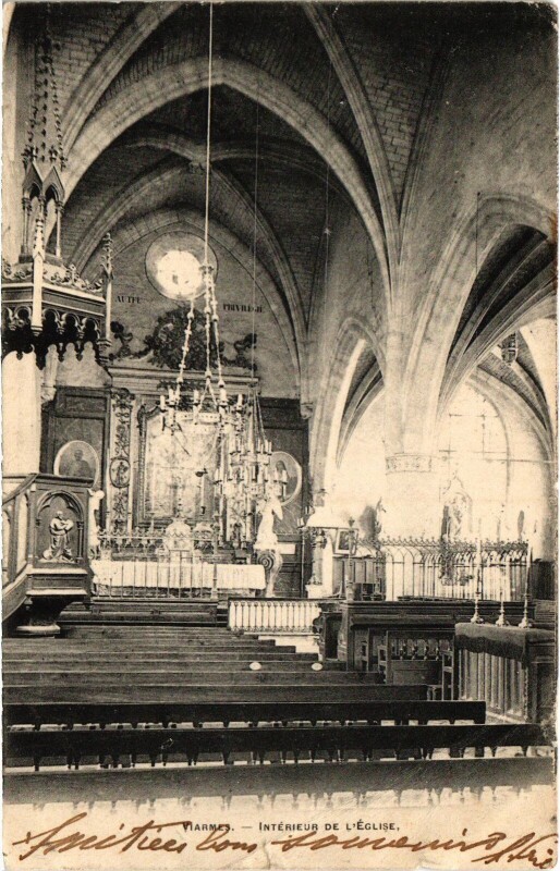 Carte postale ancienne Viarmes Interieur de l'Eglise France à Viarmes