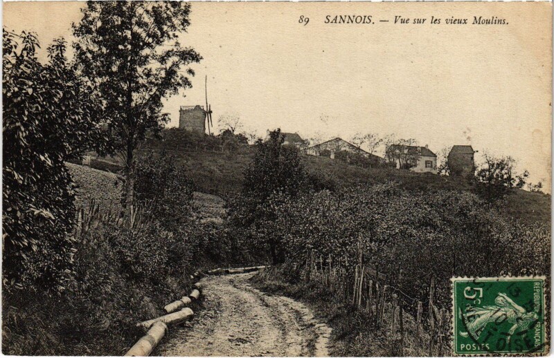 Carte postale ancienne Sannois Vue sur les vieux Moulins France à Sannois