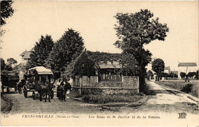 Carte postale ancienne Franconville Les Rues de la Justice et de la Station France à Franconville
