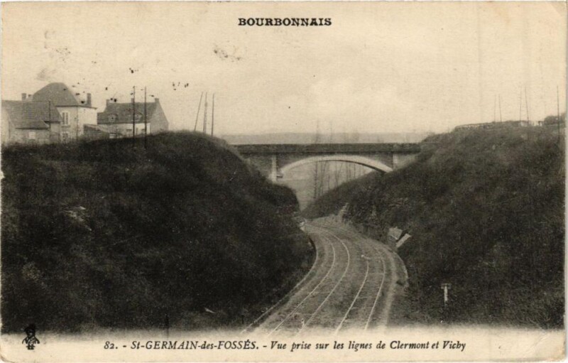 Carte postale ancienne Saint-Germain-des-Fosses - Vue prise sur les lignes de Clermont à Saint-Germain-des-Fossés