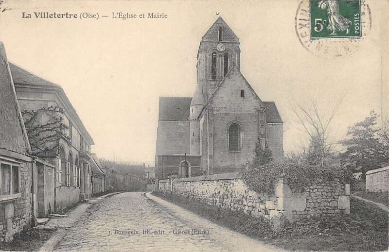 Carte postale ancienne La Villetertre - Eglise Et Mairie - cpa rare à Ville