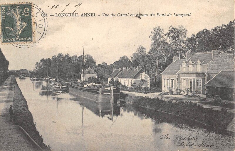 Carte postale ancienne Longueil Annel - Vue Du Canal En Amont Du Pont De Longueil à Longueil-Annel