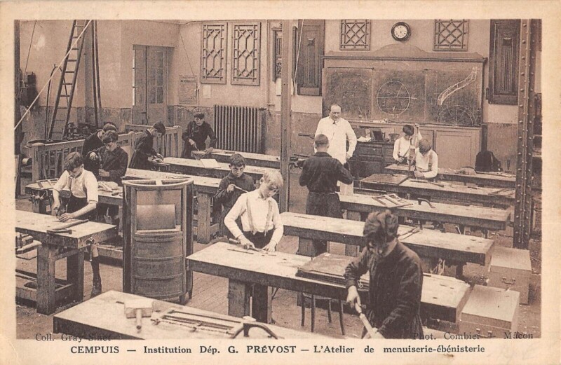 Carte postale ancienne Cempuis - Institution Dep.g.prevost - Atelier De Menuiserie - Ebenisterie à Cempuis