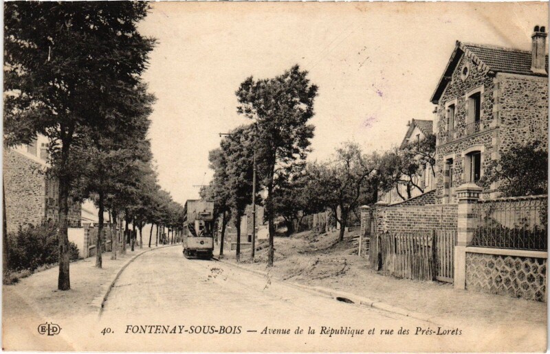 Carte postale ancienne Fontenay-sous-Bois Avenue de la République rue des Prés-Lorets à Fontenay-sous-Bois