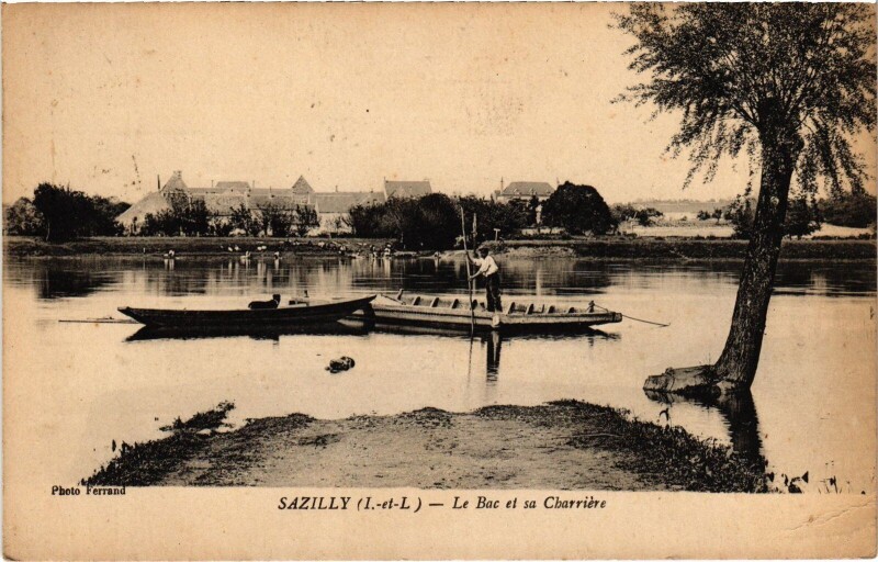 Carte postale ancienne Sazilly Le Bac et sa Charriere à Sazilly